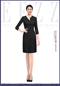 氣質珠寶店員工黑色連衣裙工作服設計圖