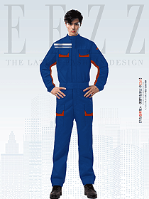 藍色反光衣連體男工廠車間勞保廠服定制