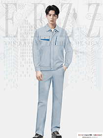 淺藍色男款工作服定制手繪設計圖