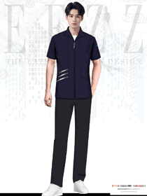 夏季深藍色男款拉鏈工作服定做案例