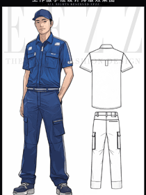 藍色短袖襯衣藍色交織綢襯衫