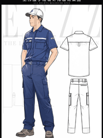企業短袖勞保服套裝工裝定制手繪案例
