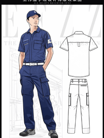 薄款透氣耐磨工廠車間上衣工裝手繪圖