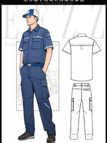 電工汽修勞保服上衣耐磨工裝短袖制服手繪