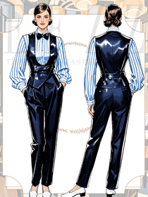 時尚餐飲餐廳服務員襯衫馬甲工作服效果圖