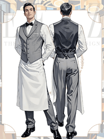 時尚餐飲餐廳服務員工作服男裝襯衫馬甲效果圖