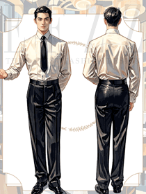 奶茶餐飲服務員工作服長袖襯衣手繪效果圖