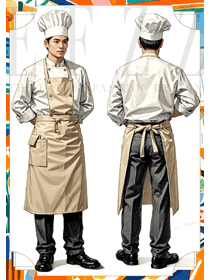 星級酒店高端會所廚師長廚師服手繪圖片