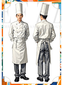 行政總廚烹飪大師大廚制服男款工作服手繪案例