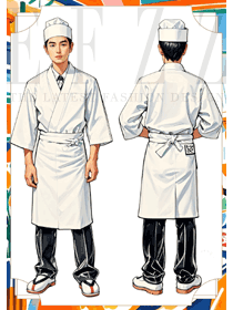 高端日料廚師工作服七分袖定制手繪設(shè)計(jì)