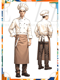 酒店廚師工作服長袖餐飲后廚手繪圖