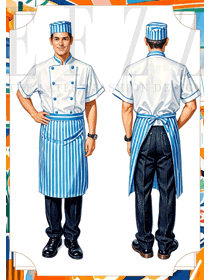 西餐飲烘焙米其后廚房短袖服裝定制手繪圖片