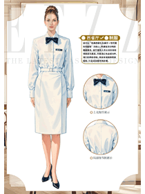 酒店餐飲咖啡廳女員工長袖工作服手繪圖