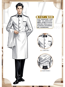 白色款廚師工作服男高檔西餐廳制服手繪方案