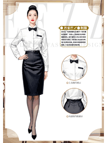 酒吧KTV服務員工作服白色襯衫領結款手繪方案