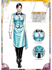 小翻領馬夾餐飲服務員白襯衫制服定制手繪