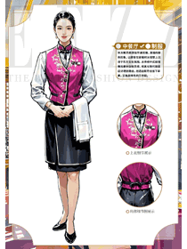 廈門鼓浪嶼酒店餐廳服務員制服手繪圖