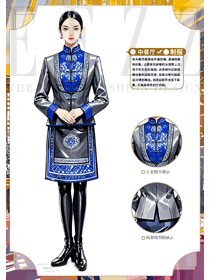 大理白族服飾風(fēng)情餐飲工裝創(chuàng)意設(shè)計手繪圖