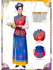 皇宮宮廷風格餐飲員工特色女服務員工作服手繪圖