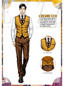 蒙族馬夾坎肩蒙古元素餐飲服務(wù)員工作服定制手繪圖