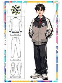 中學生校服套裝外套上衣運動班服手繪圖
