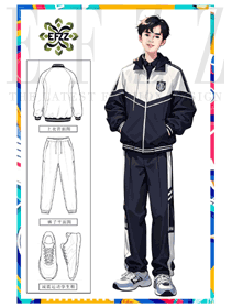 初中班服春季套裝英倫學院風棒球服手繪圖