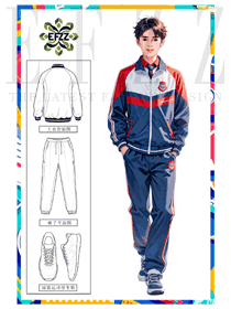 初中生校服套裝運動學院風手繪作品