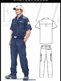春夏季汽修工作服短袖手繪案例