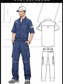 勞保服上衣耐磨工廠服短袖手繪稿