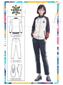 青春律動，校園風尚立領運動裝校服手繪設計圖