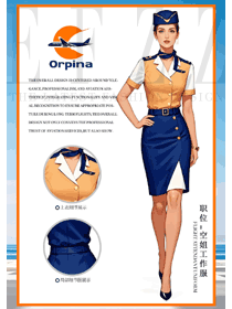 云端優雅，橙藍交織展制服空姐風采