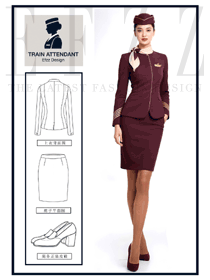 典雅干練 -鐵路乘務員紫色套裝制服定制款