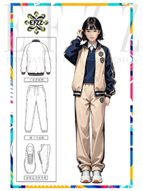 卡其藏青碰撞,運(yùn)動(dòng)風(fēng)校服定制款的時(shí)尚張力