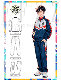 藏青紅白色塊拼接：打造活力運動校服手繪案例