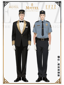 酒店門童西裝襯衫款保安行李生工作服手繪作品