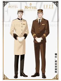 新中式酒店門童行李生工作服手繪案例圖