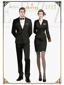 黑金鎏金：極簡主義下的西餐男女手繪工作服方案奢華表達