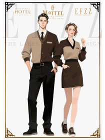 開衫與V領手繪工作服方案：男女款制服的風格呼應設計