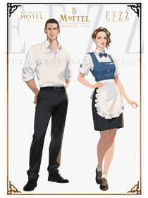 藍白復古花邊：西餐工作服的清新儀式感營造