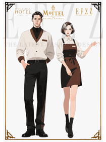 男女工作服場域共生邏輯：棕白與西餐空間的復古美學共振