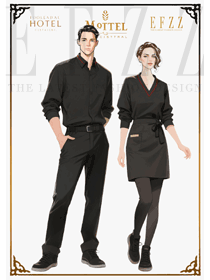 黑紅撞色松弛：領口符號下的西餐工作服情緒美學