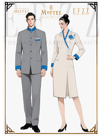 新中式灰藍調：酒店工作人員的優雅形象塑造