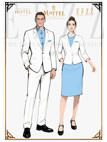 藍白沁心：新中式酒店制服的雅致表達