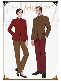 新中式紅棕調：酒店工作人員的復古專業裝