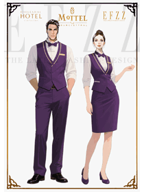 紫色優(yōu)雅：酒店西餐廳男女服務(wù)員制服設(shè)計(jì)