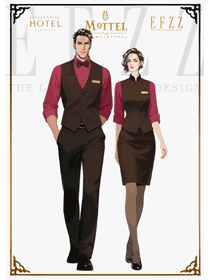 棕紅彰顯質感：高端酒店西餐廳工作服設計