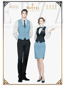 海洋風高端西餐廳工作服：藍調馬甲與利落剪裁的融合