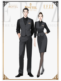 深灰營造高級感:酒店西餐廳服務人員制服手繪案例