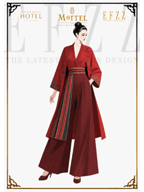東方長袍邂逅現(xiàn)代闊腿,酒店咨客制服的風(fēng)格突破