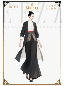 長(zhǎng)款開衫套裝：酒店會(huì)所咨客服務(wù)的文化與時(shí)尚雙載體